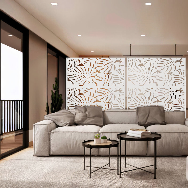 6 ft. H x 4 ft. W Metal Privacy Screen - Finish: White ( little dent see the picture )